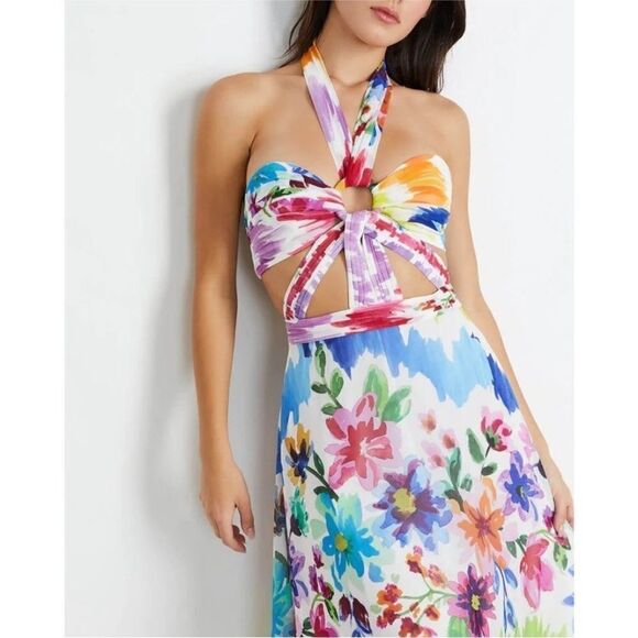 PatBo Bloom FLoral Cut Out Floral Midi Ruffle Dress | 4 - Picture 2 of 12